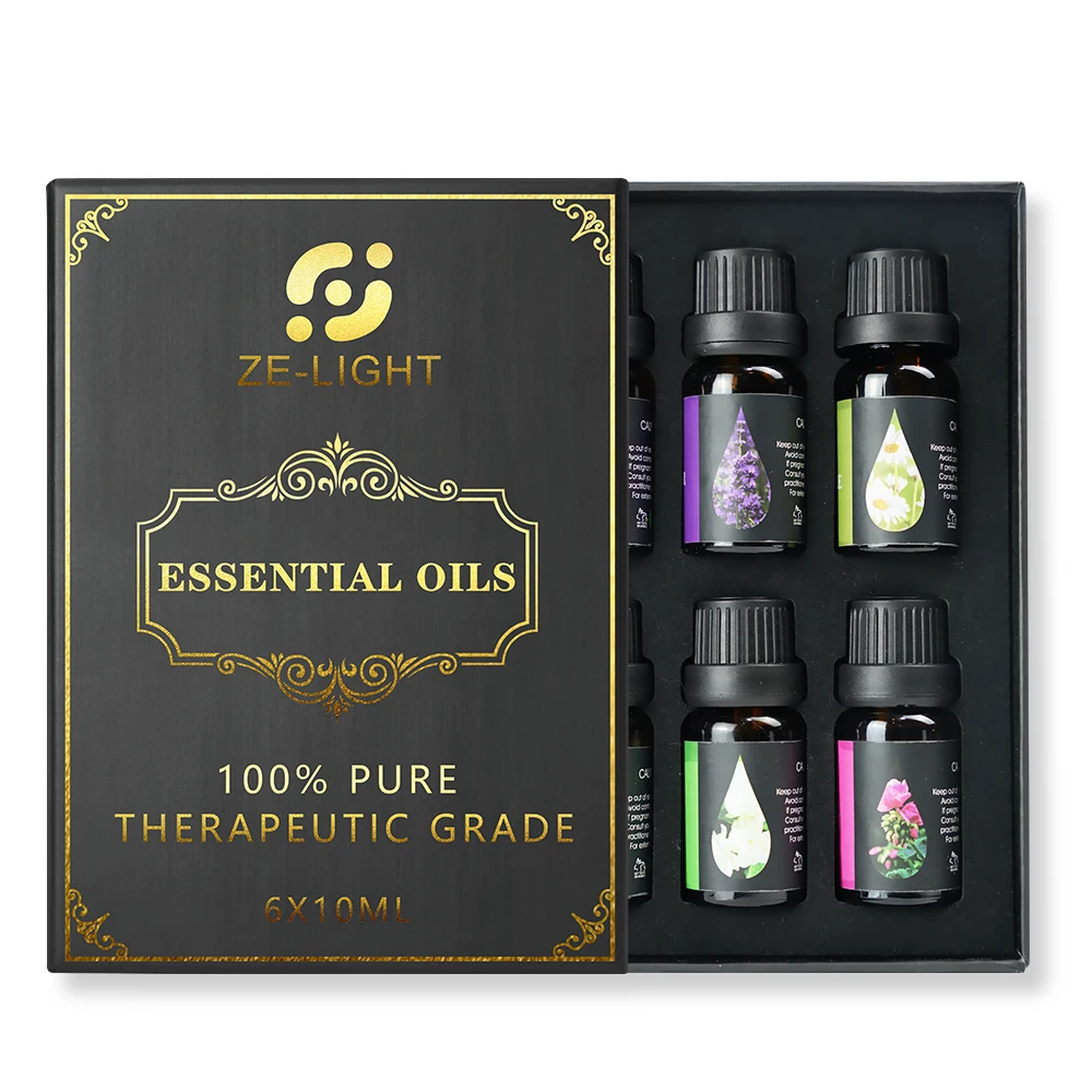 

ZeLight 10ml Private Label OEM Organic Gift Set Custom Anti-inflammatory Aromatherapy Essential Oils Set Of 6