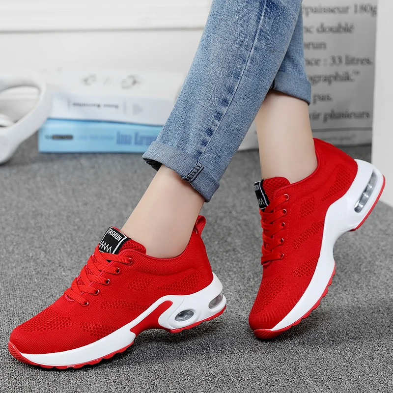 

Women Lightweight Sneakers Outdoor Sports Shoes Breathable Mesh Comfortable Running Shoes Air Cushion Lace Up Zapatos Mujer