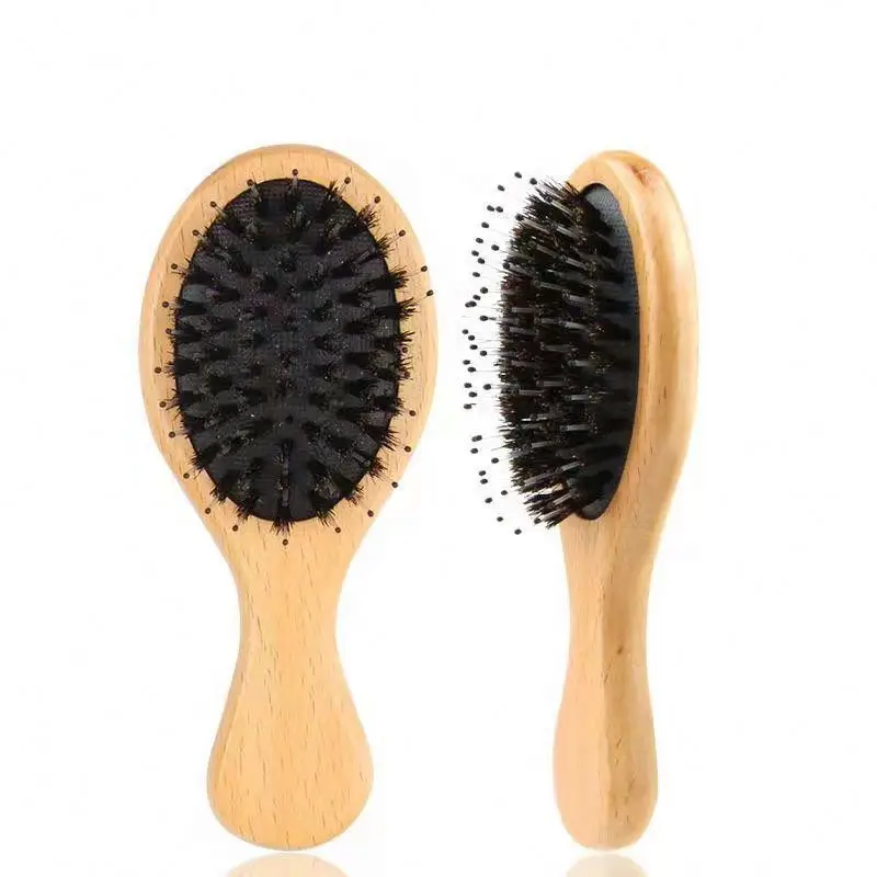 

masaje cabeza cabello Mini vegano para ninos Ninos Bambu Cepillos Logo Imprimir Cepillo pequeno cerdas cepillo pelo de bambu