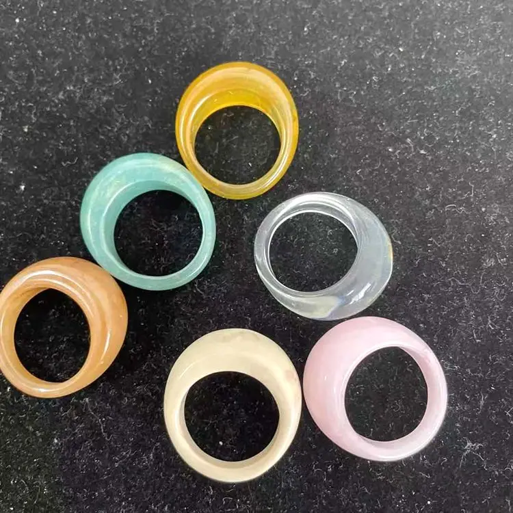 

Factory Wholesale fashion smart rings Korean Style Retro Design Candy Color Simple Transparent Unisex Resin Rings