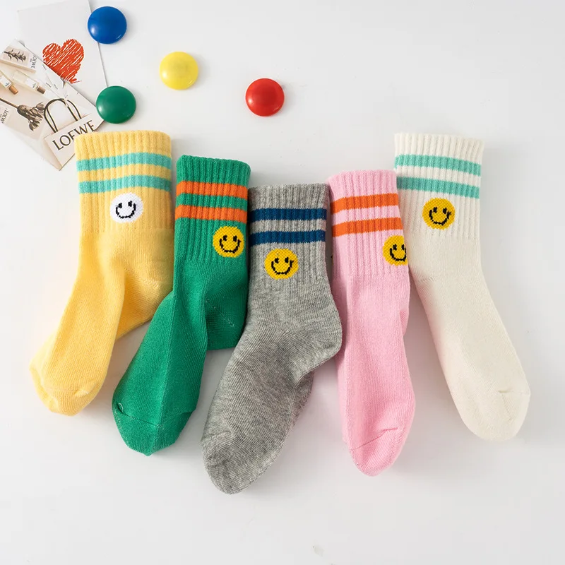 

wholesale custom design children kids smiley face sock cotton white girl school teen boy socks jacquard kids cartoon crew sock, Picture shows