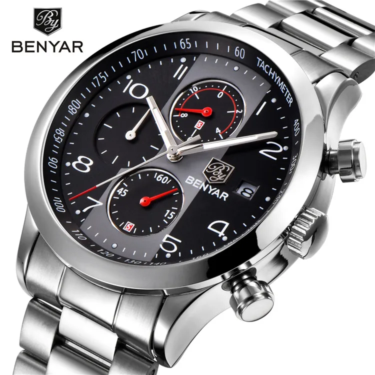 

BENYAR BY 5133 2018 New Watches Men Luxury Brand BENYAR Chronograph Sports Watches Waterproof Stainless steel Quartz Man Watch