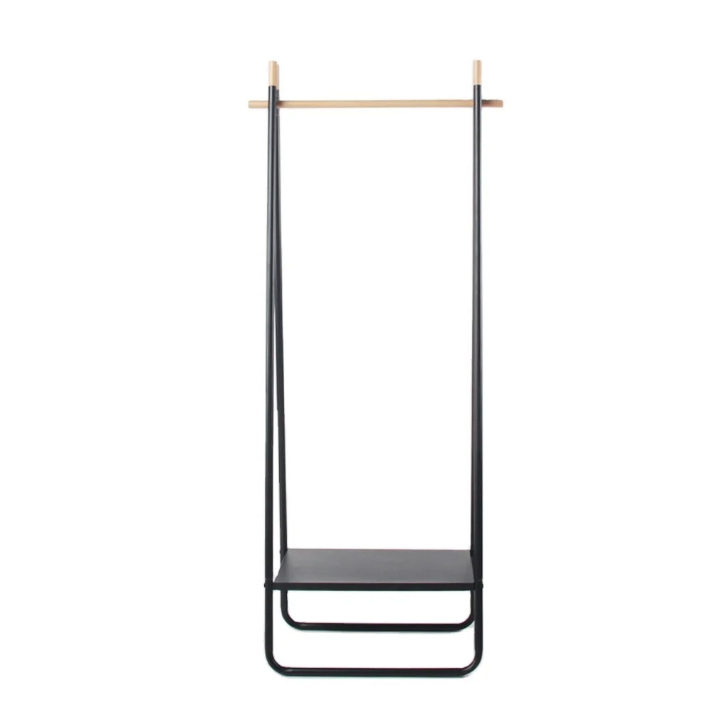 

2 Tiers Commercial Wholesale Carbon Steel Coat Rack Hanger Shelf Garment Display Clothes Hanging Clothing Rack With Wheels, Customized color