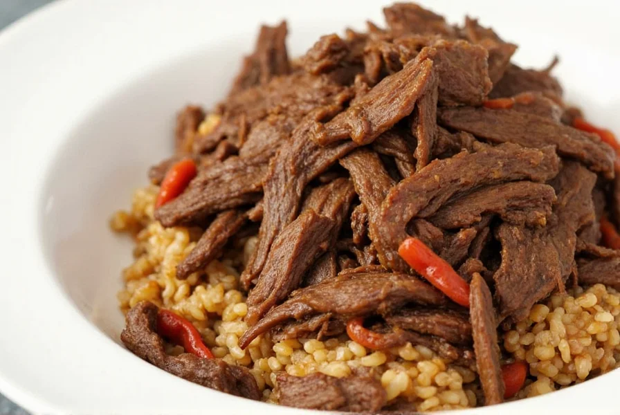 Beef being pulled apart with forks