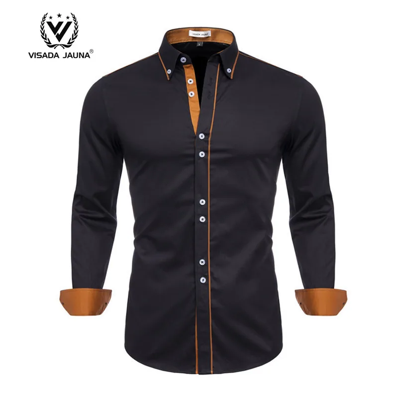 

Plus Size Long Sleeve Tuxedo 100% Cotton Social Casual Dress Mens Shirt Camisas