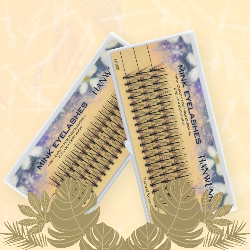 

Free samples wispy cluster premade volume fans eyelash top grade pointy base 3d 0.10 pre made volume fairy lash extensions