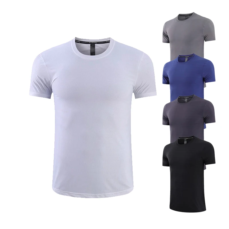 

Wholesale Gym Sports Leisure White T-shirt for Men Custom Logo and Drop Shipping Summer Slim Fit Quick Dry Gym T Shirts, White/navy/grey/dark grey/black