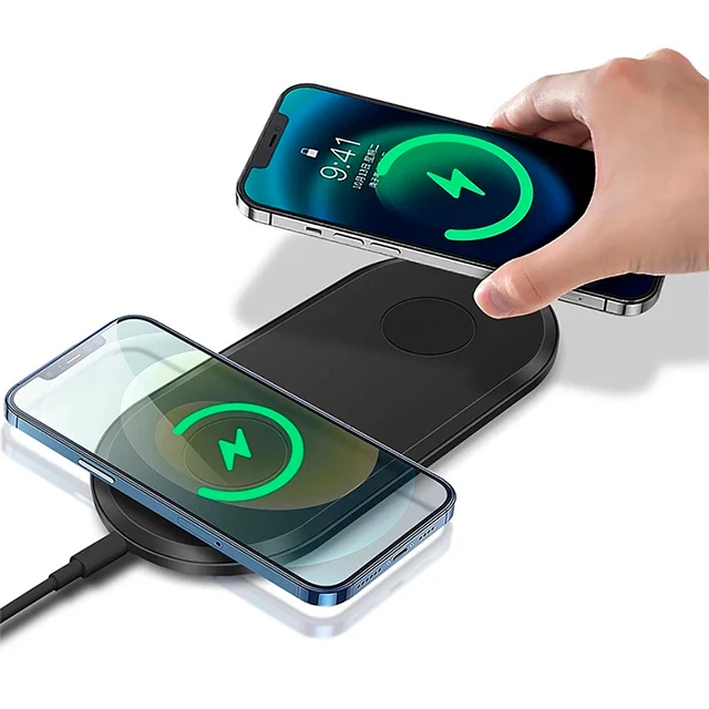 

Settpower V6 2021 New design metal alloy 2 in 1 New Hot Selling 10w fast charging wireless charger for smart phone earphone