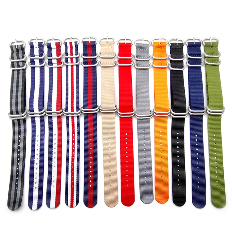 

multi color high quality PVD buckle nylon nato striped watch strap woven strap for watch