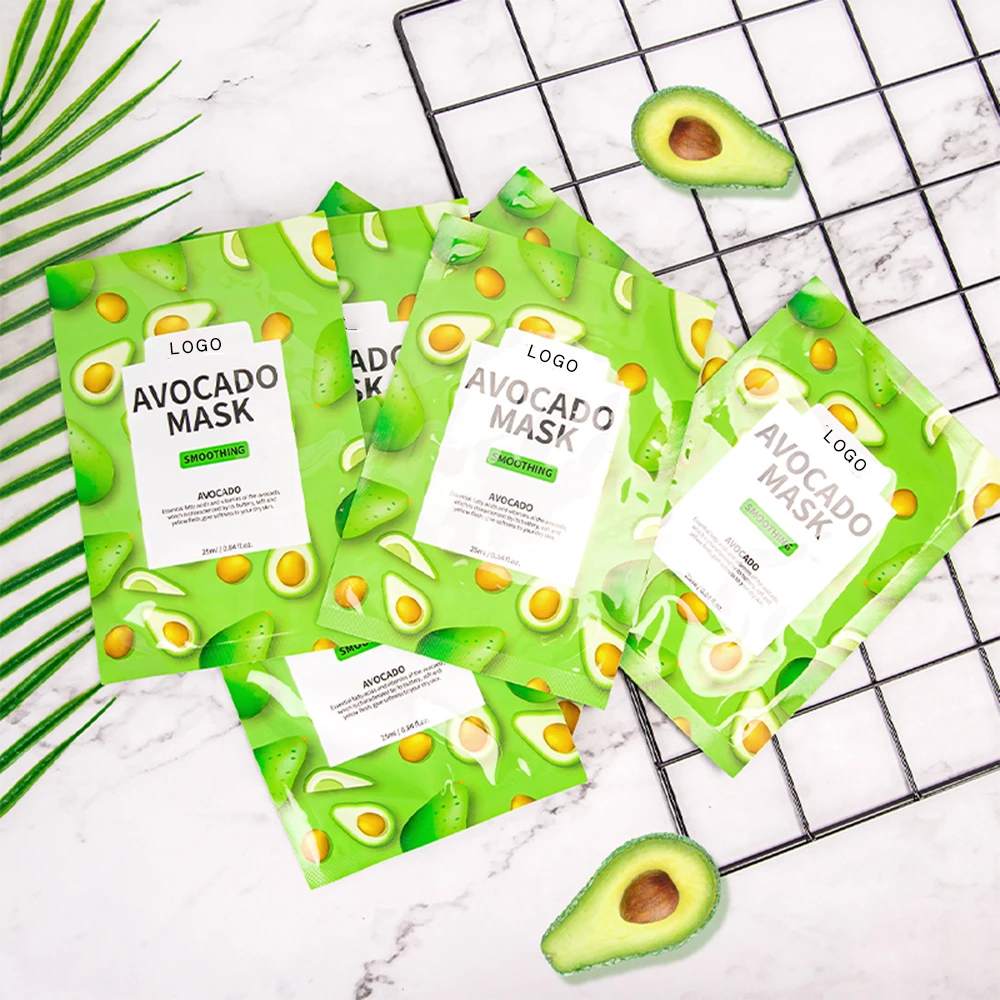 

100% Natrual Organic Best Brightening Hydrating Sheet Facial Mask Wholesale Oem Skin Care Oil Control Avocado Fruit Face Mask
