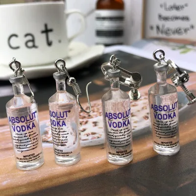 

Creative Cool Vodka Bottle Drop Earrings for Women Girl 2020 Funny Drinking Style earrings, Picture