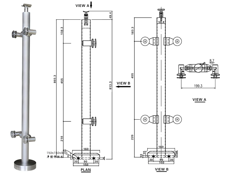 Glass Balustrade Stainless Steel Railing Post For Outdoor Stairs Buy