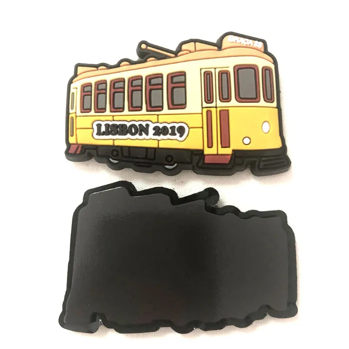 Bus shape Promotional custom design 3d soft PVC rubber souvenir fridge magnet