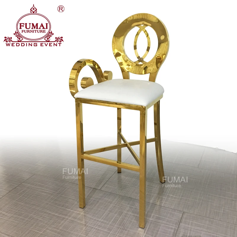 Latest Wedding Furniture Model Titanium Gold Bar Stools Bar Chairs