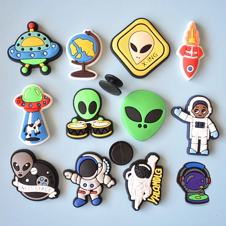 

Wholesale cute cartoon pvc soft rubber funny alien spaceman children's shoes charm, As picture/custom