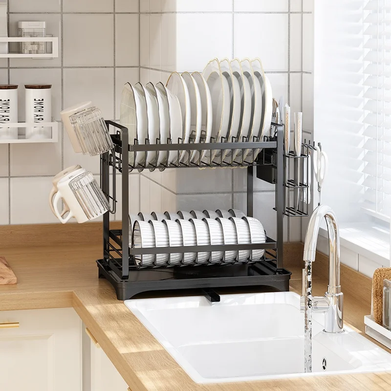 

Multifunctional detachable 2-layer eazy stainless steel over the sink rack dish drainer