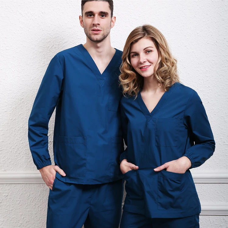 

factory V-neck long sleeve medical uniform scrub sets