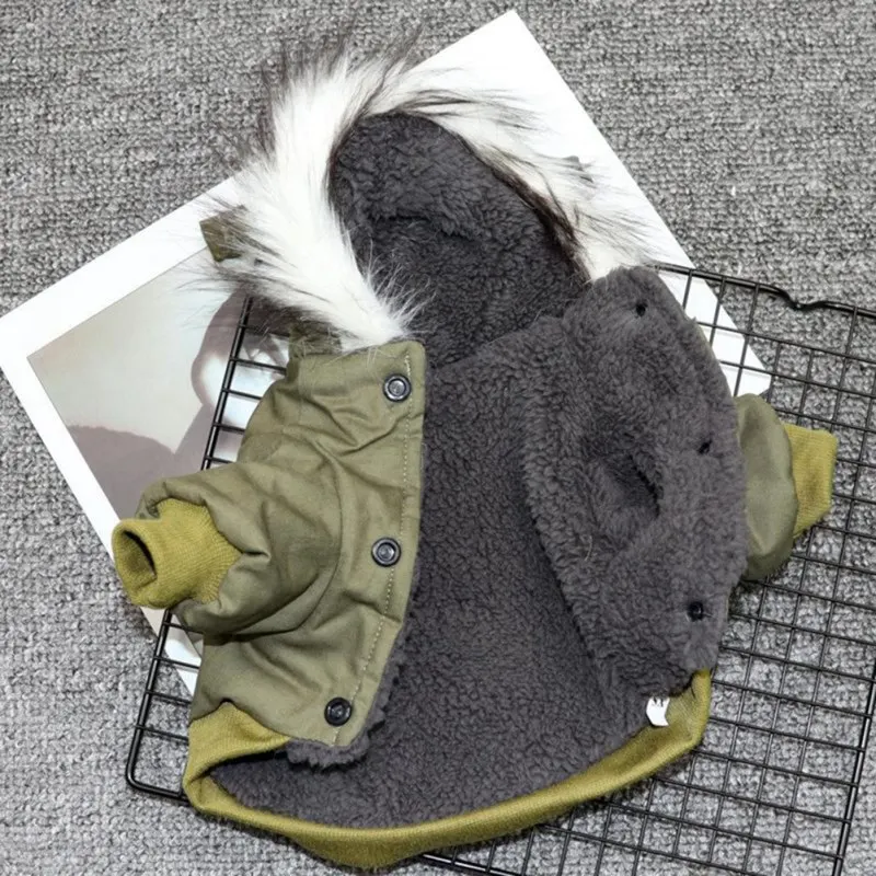 

Dog Clothes Winter Puppy Pet Dog Coat Jacket For Small Medium Dogs Thicken Warm Chihuahua Yorkies Hoodie Pets Clothing, Green, khaki