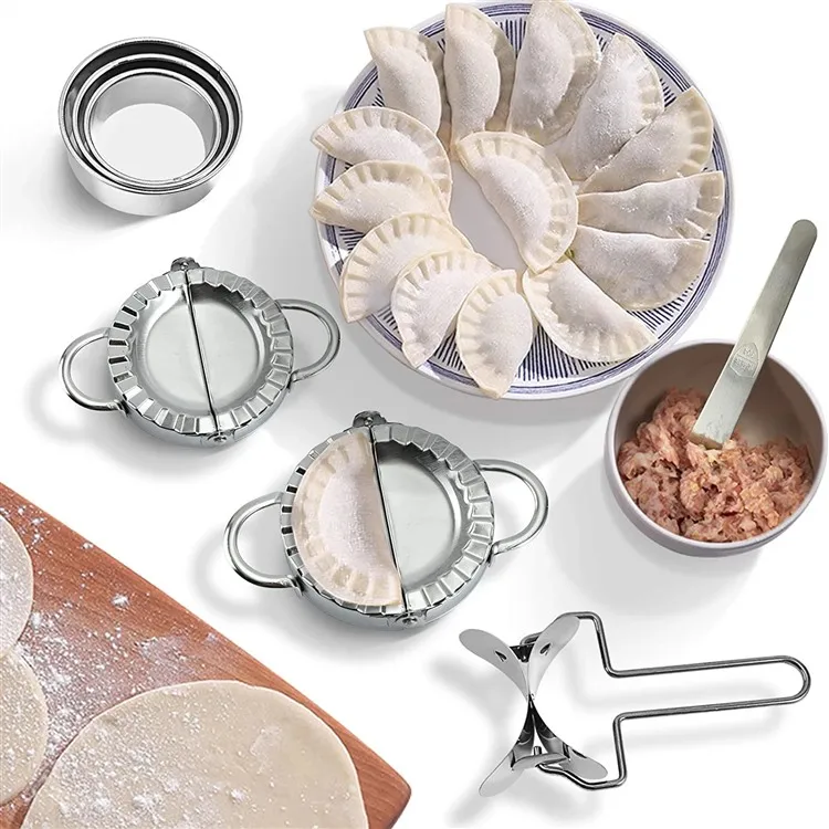 

Whole set Dumpling Maker Home Kitchen Mould Baking Accessories Plastic Ravioli Making Mold Stainless Steel Dumpling Mould