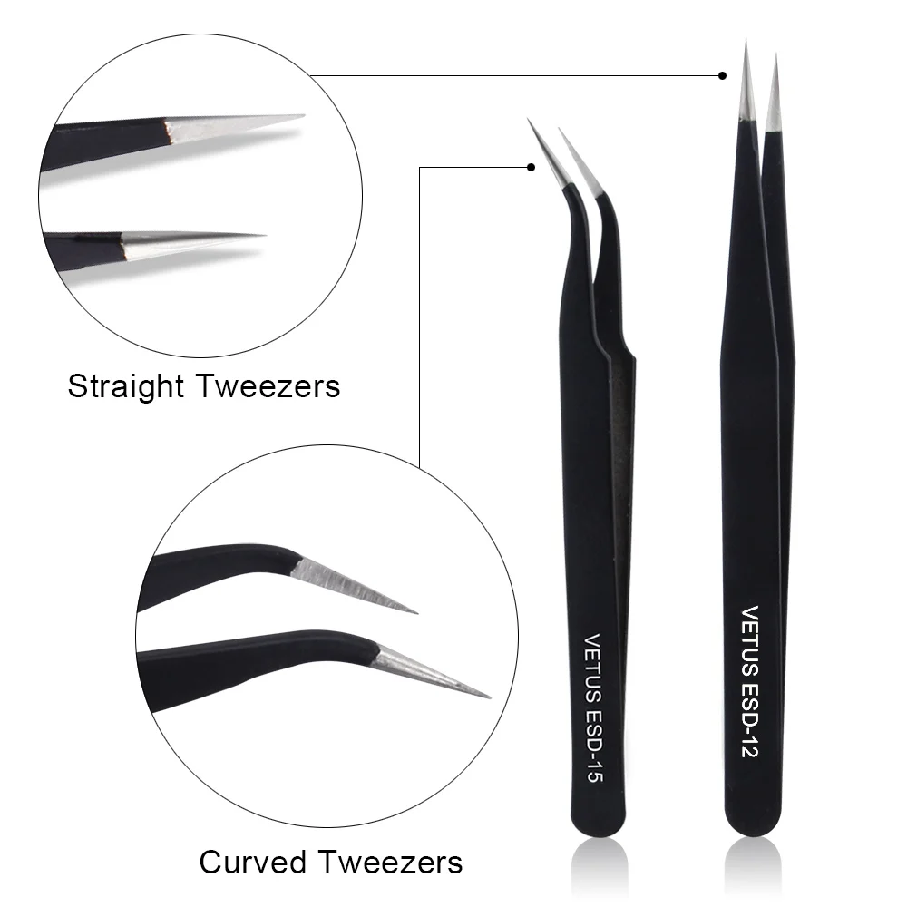 

Private Label Excellent Quality Stainless Steel Tweezers Industrial Anti-static Precision Tweezers Eyelash Extension Tools
