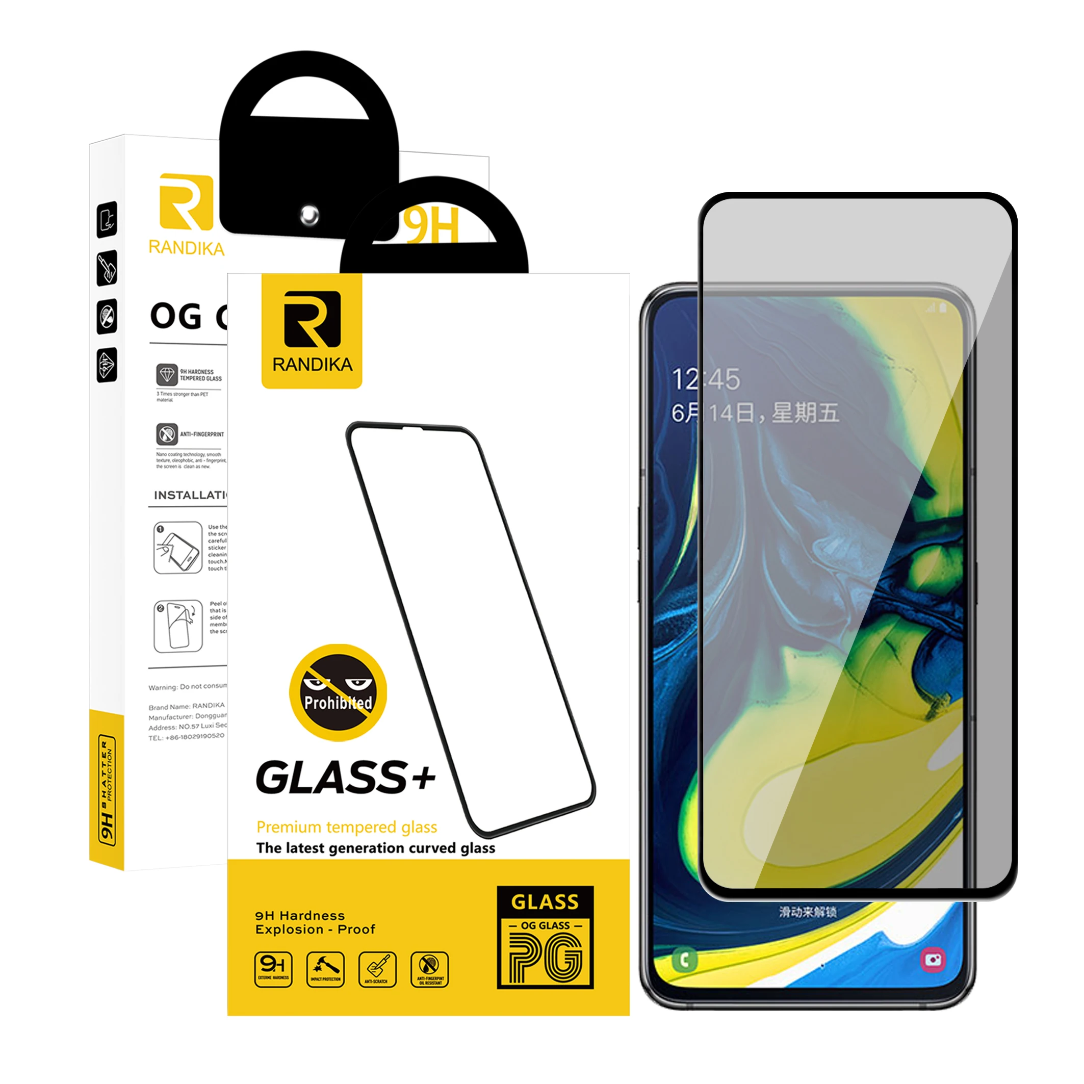 

New Waterproof Anti-Glare Privacy Screen Protector Film For Samsung A80 A90 Full Coverage Tempered Glass 2.5D 9H Anti-SPY Film