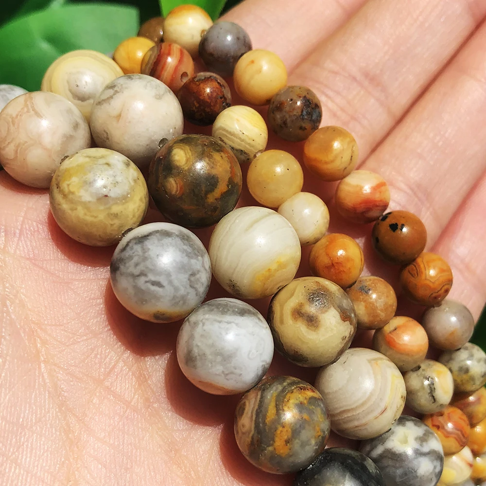 

Wholesale 4/6/8/10/12mm Round Smooth Crazy Agates Onyx Stone Beads for Jewelry Making DIY