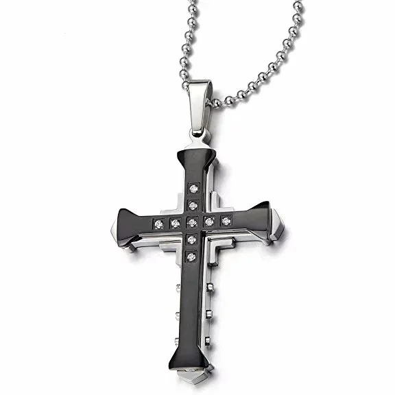 

2022new domineering gold necklace Cross pendant fashion cubic inlaid zirconia stones Men's jewelry Spot wholesale