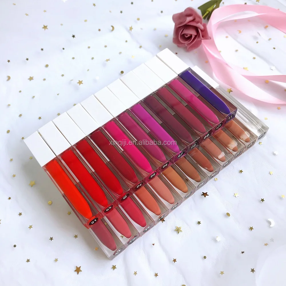 white lip frosted lipgloss tube matte lip gloss private label makeup custom logo liquid flavored lip gloss