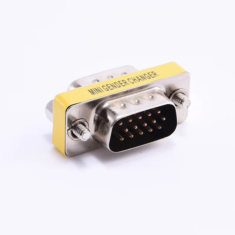 

Hot Worldwide Promotion HDTV 15pin VGA Male to Male Gender Changer Convertor Adapter for PC, Yellow