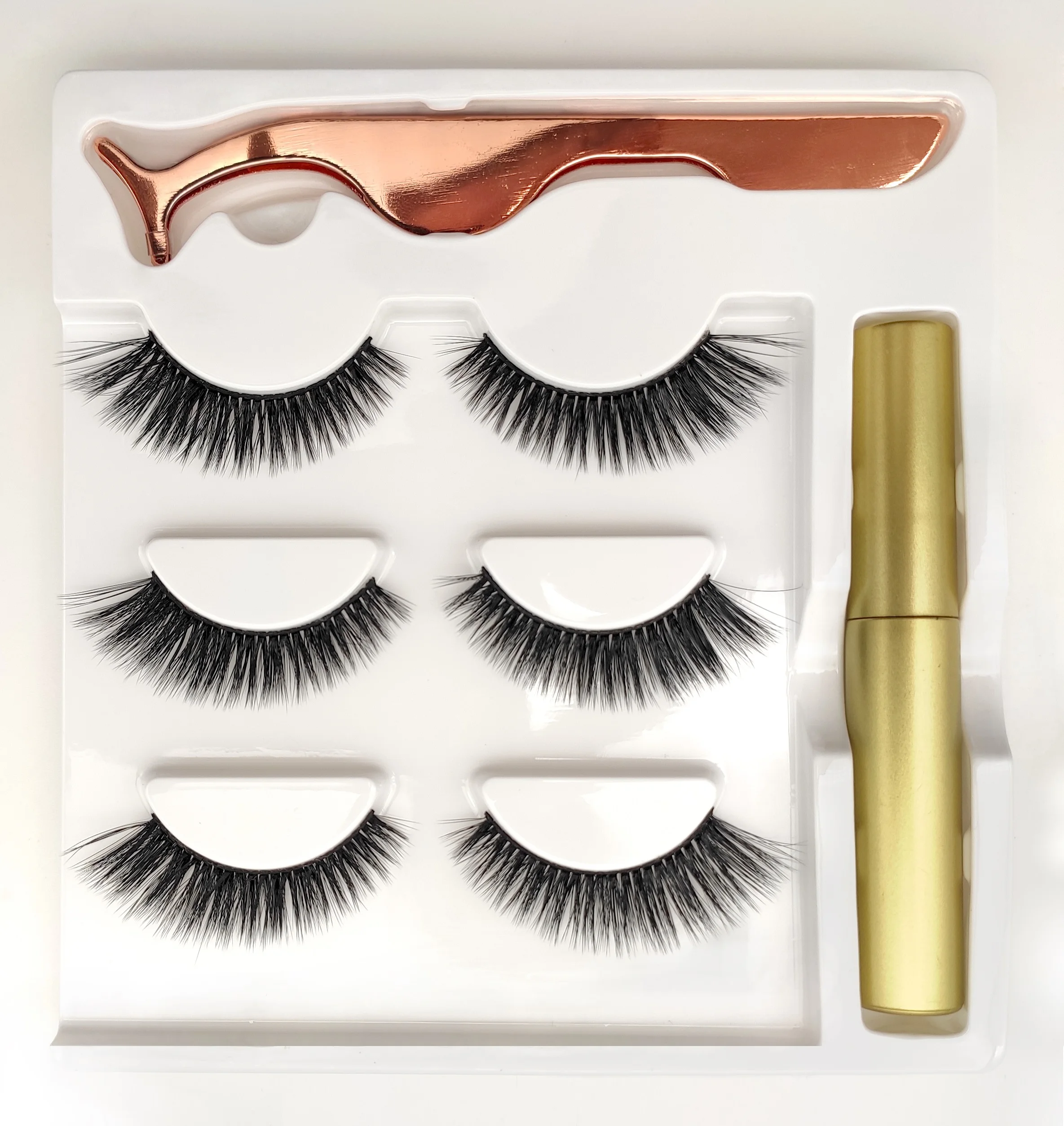 

Malaysia 3d long strips mink fur eyelash with thin band
