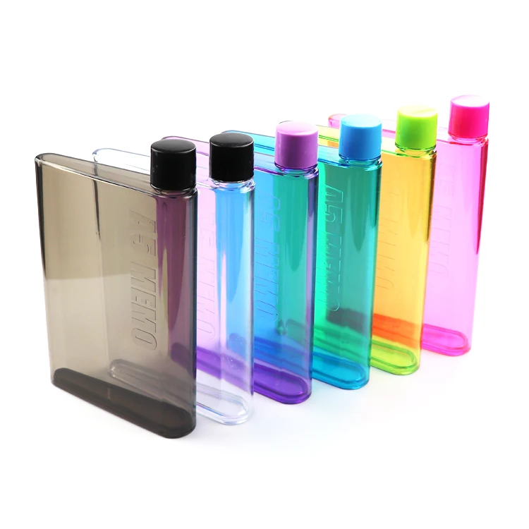 

500ML A5 Promotion Notebook Memo Flat square Plastic Water Bottle BPA Free water bottle with Custom logo, Customized color