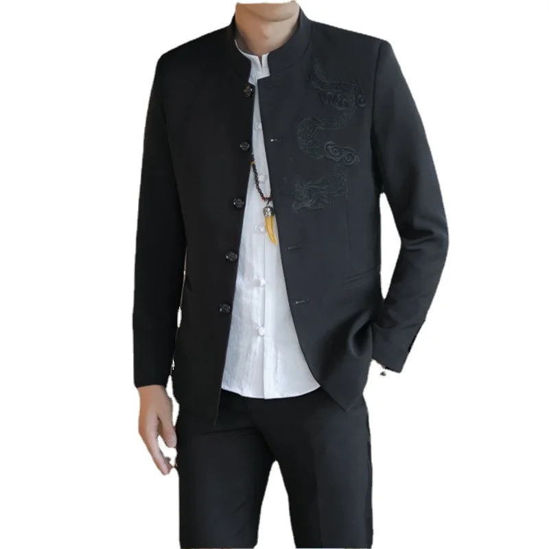 

Top Fashion Zipper Fly Anti Static Men's Suits Adults V Neck