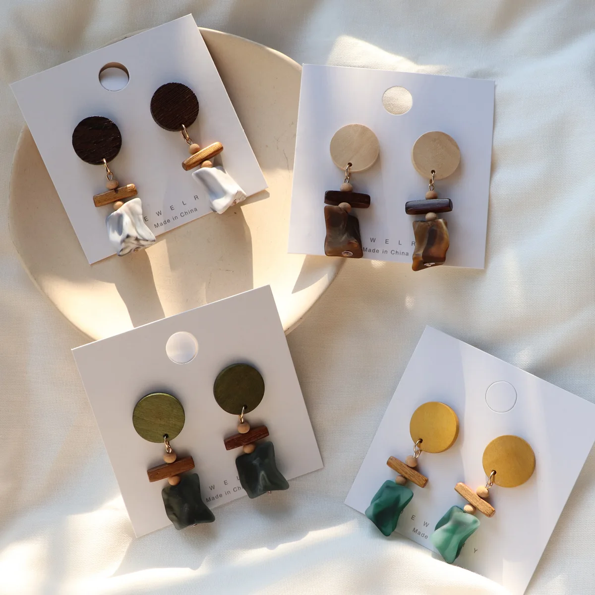 

Colorful wooden earrings for women Bohemia party jewelry accessories wholesale