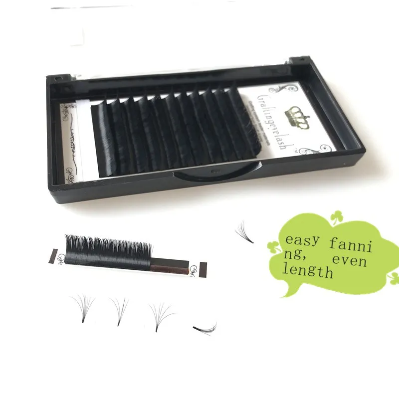 

High quality 3D Synthetic silk easy fanning eyelash extension Private Label Easy Fans individual eyelash extension, Natural black