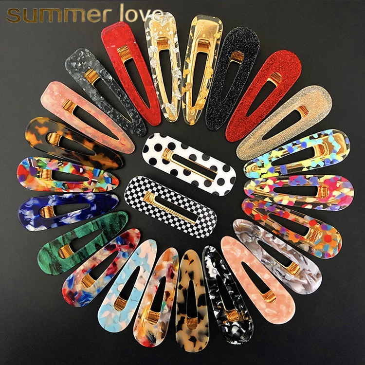 

Wholesale Korean Acrylic One-Piece Star Glitter Star Jelly Edge Clip Marbling Resin Hairpin Women's Jewelry