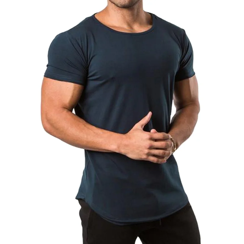 

Wholesale Slim Fit Soft 95% Cotton 5% Spandex Mens Short Sleeve Gym Fitted T Shirt Wholesale Custom Print Performance Tee Shirt, Multi color optional or customized