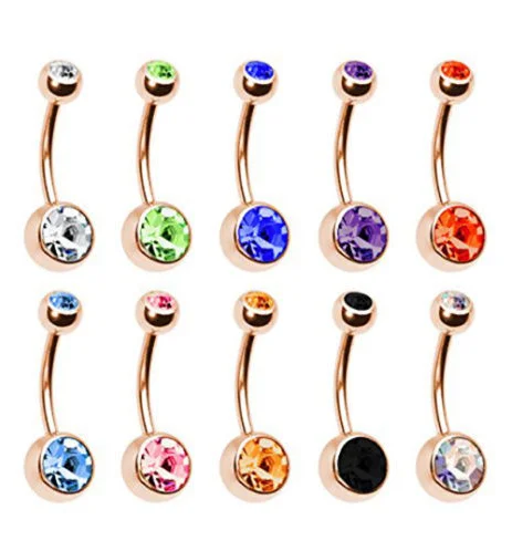 

High quality medical titanium custom navel button belly rings surgical stainless steel piercing body jewelry 10 as a set, Steel gold rose gold