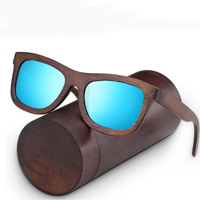 

2019 square sunglasses graceful men UV400 polarized bamboo sunglasses, 7 colors