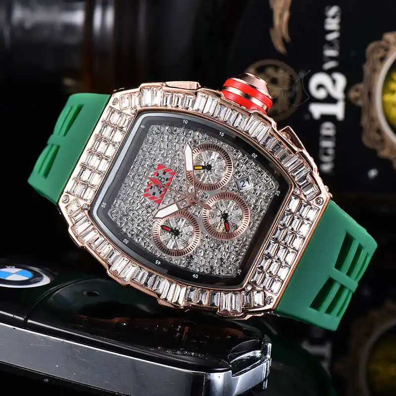 

Bling CZ Cubic Zirconia Watch Mens Switzerland ETA Automatic Movement Quartz Watches For Male Luxury Iced Out Relogio Watches, 12 colors