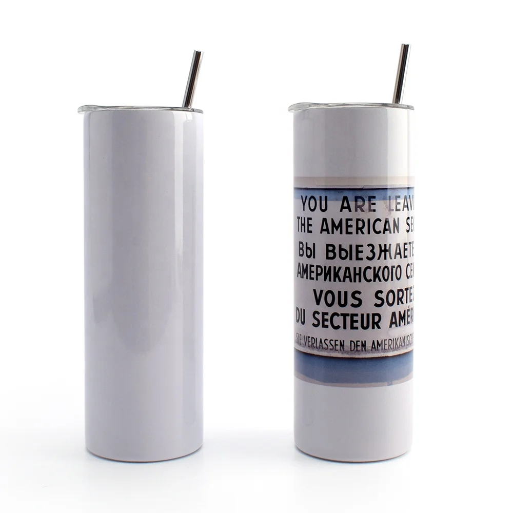 

20 oz Stainless Steel Double Wall Insulated Skinny Straight Sublimation Blanks Tumbler with Straw