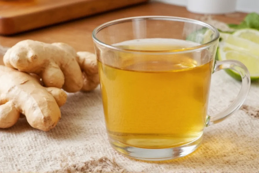 Fresh ginger slices boiling in a small pot with steam rising, close-up photography