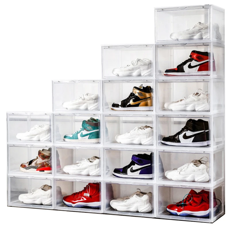 

Wholesale Foldable Transparent Clear Container Shoe Storage Box Sneaker Stackable Shoe Box Acrylic Shoe Box