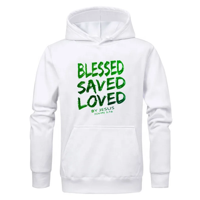 

Wholesale Sweaters Christian Jesus Blessed Saved Loved John 3 16 Bible Lines Cotton Plus Size Sweaters, Black and white