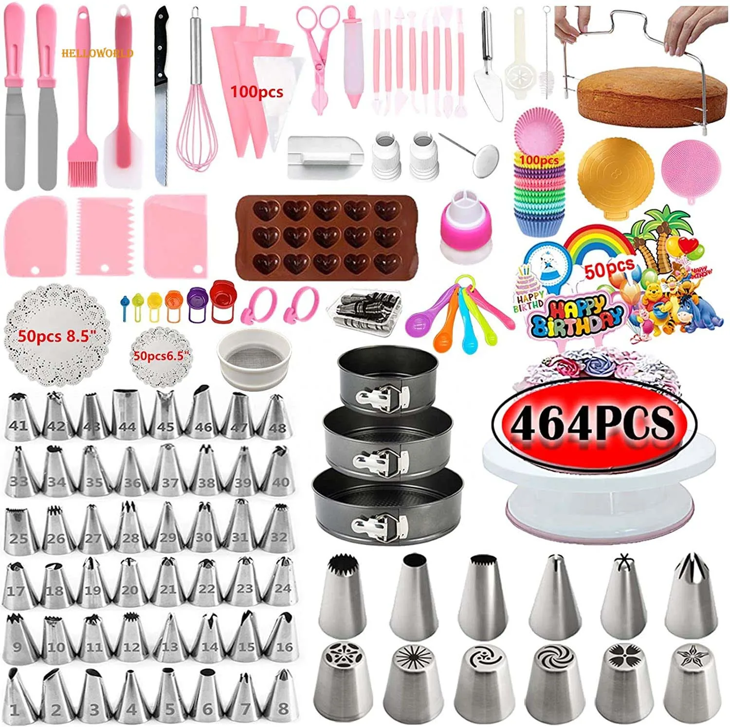 

2021 Upgrade 464 Pcs Cake Decorating Kit