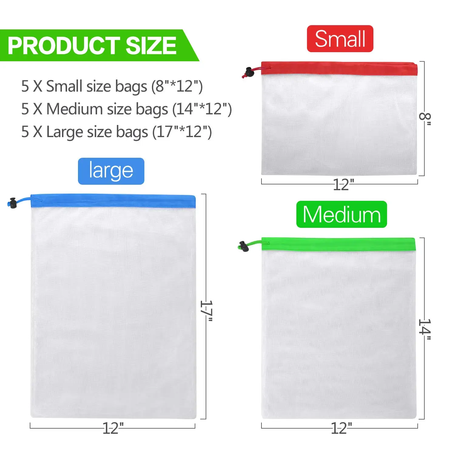 Eco Friendly Washable Reusable Vegetable Mesh Produce Bags RPET nylon Mesh produce Bag
