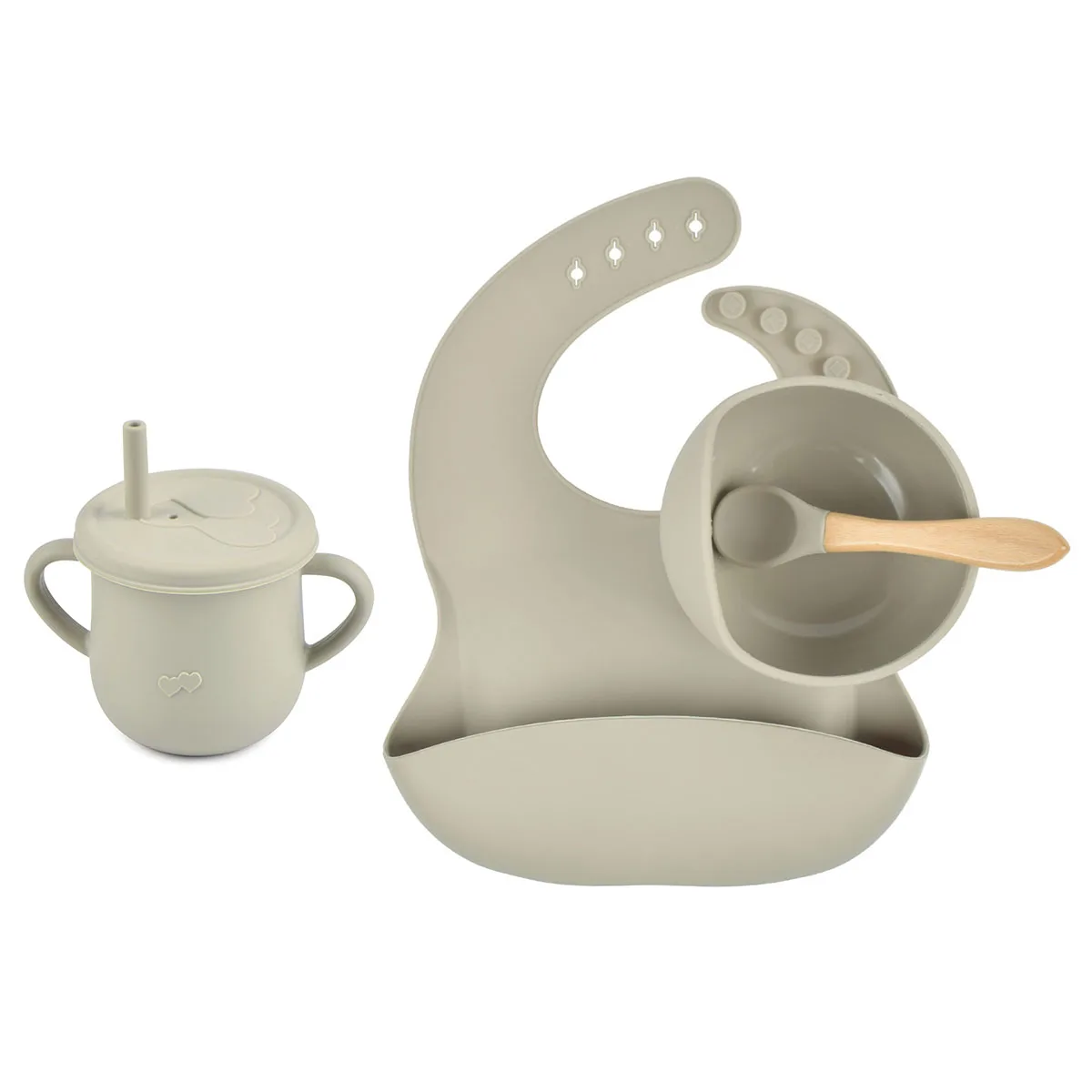 

Baby Silicone Suction Bowl Spoon Set Toddler Drinking Straw Cup Bibs Eco-friendly Fedding Food Training Dinnerware