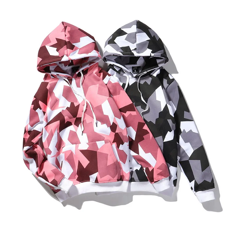 

Newest High quality custom 100%cotton pullover gym camo hoodie, Customized color