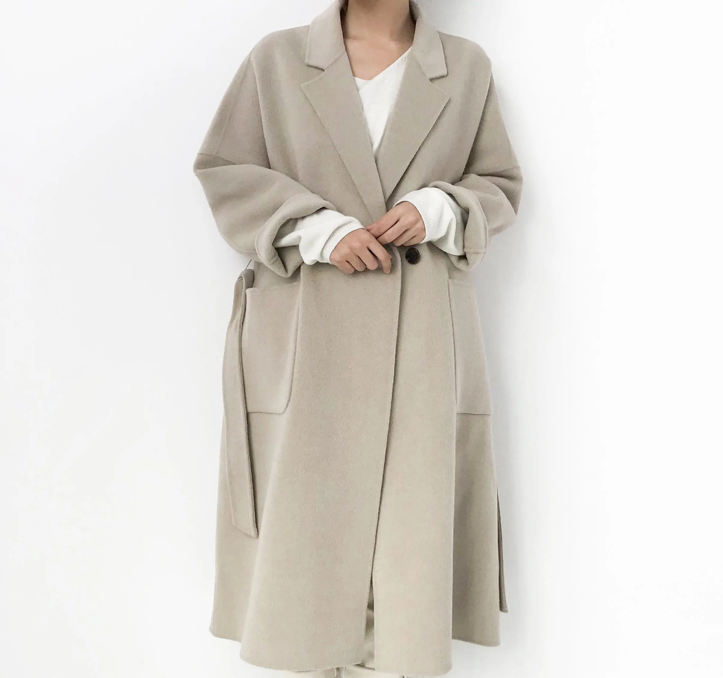 White Wool Coat & Belted Wool/cashmere Coat Wool Women Trench Coat ...