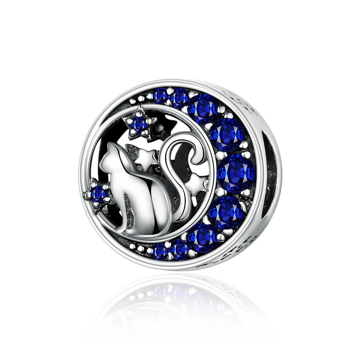 

BAMOER 925 Sterling Silver Cat Pet Animal Charm Beads Fit Bracelets Original Naughty Clear CZ Bead DIY Jewelry Making SCC1204, Blue