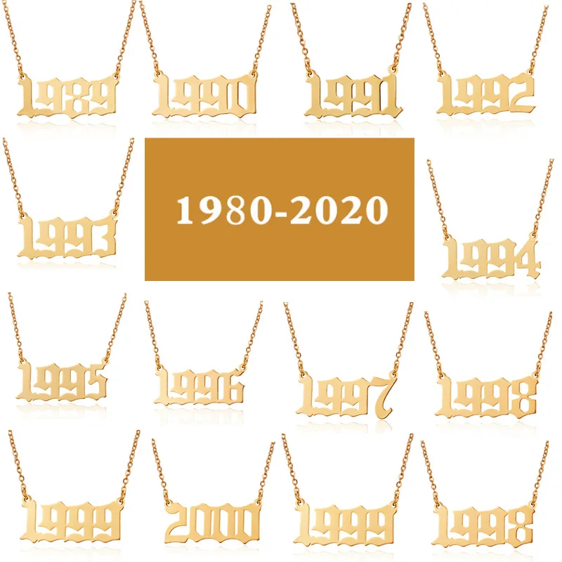 

wholesale women birth year necklace stainless steel for gift jewelry